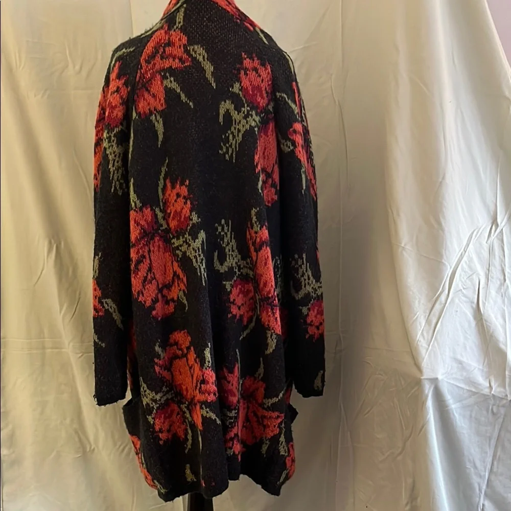 Free People Black and Red Floral Cardigan Sweater - Picture 7 of 8